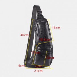 Men Solid Genuine Leather Crossbody Bag