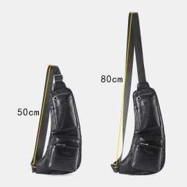 Men Solid Genuine Leather Crossbody Bag