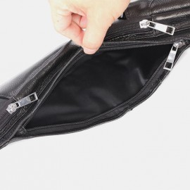 Men Solid Genuine Leather Crossbody Bag