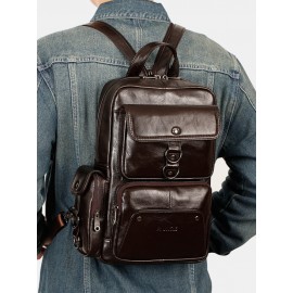 Men Sports Outdoor Genuine Leather Cow Leather Multifunction Multi-carry Crossbody Bag Backpack
