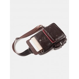 Men Sports Outdoor Genuine Leather Cow Leather Multifunction Multi-carry Crossbody Bag Backpack