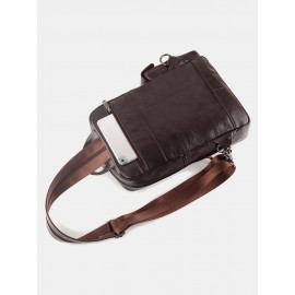 Men Sports Outdoor Genuine Leather Cow Leather Multifunction Multi-carry Crossbody Bag Backpack