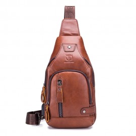 Men USB Charging Casual Bag Genuine Leather Chest Bag