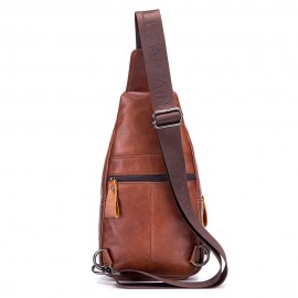Men USB Charging Casual Bag Genuine Leather Chest Bag