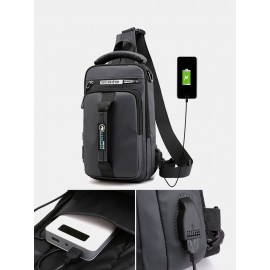 Men USB Charging Multi-carry Outdoor Waterproof Crossbody Bag Chest Bag Sling Bag