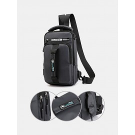 Men USB Charging Multi-carry Outdoor Waterproof Crossbody Bag Chest Bag Sling Bag