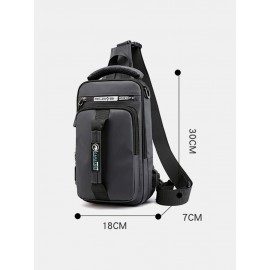 Men USB Charging Multi-carry Outdoor Waterproof Crossbody Bag Chest Bag Sling Bag