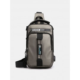 Men USB Charging Multi-carry Outdoor Waterproof Crossbody Bag Chest Bag Sling Bag
