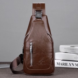 Men USB Charging Multi-pocket Large Capacity Waterproof Business Crossbody Bag Chest Bag Sling Bag