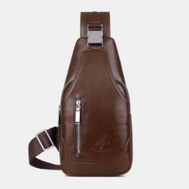 Men USB Charging Multi-pocket Large Capacity Waterproof Business Crossbody Bag Chest Bag Sling Bag