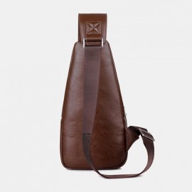 Men USB Charging Multi-pocket Large Capacity Waterproof Business Crossbody Bag Chest Bag Sling Bag