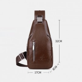 Men USB Charging Multi-pocket Large Capacity Waterproof Business Crossbody Bag Chest Bag Sling Bag