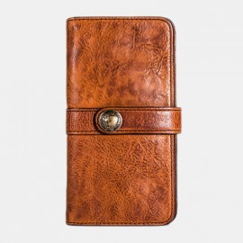 Men Vintage Card Holder Solid Phone Bag Long Wallet