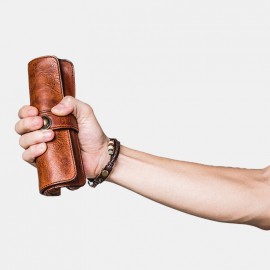 Men Vintage Card Holder Solid Phone Bag Long Wallet