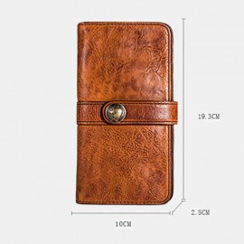 Men Vintage Card Holder Solid Phone Bag Long Wallet