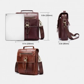 Men Vintage Genuine Leather Business Crossbody Bag