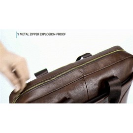 Men Vintage Leather Briefcase 14 inch Soft Genuine Leather Multifuntion Laptop Messenger Bag