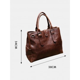 Men Vintage PU Leather Multifunction Briefcases 14 Inch Laptop Bag Handbag