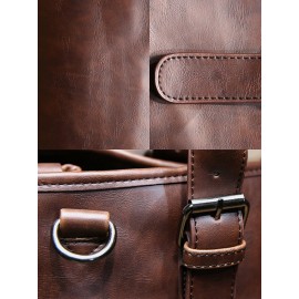 Men Vintage PU Leather Multifunction Briefcases 14 Inch Laptop Bag Handbag