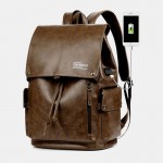 Men Waterproof Large Capacity USB Charging Earphone Hole Backpack