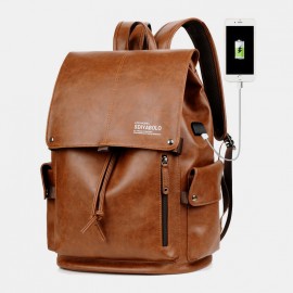 Men Waterproof Large Capacity USB Charging Earphone Hole Backpack