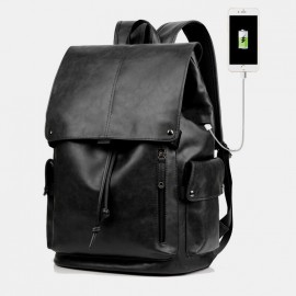 Men Waterproof Large Capacity USB Charging Earphone Hole Backpack
