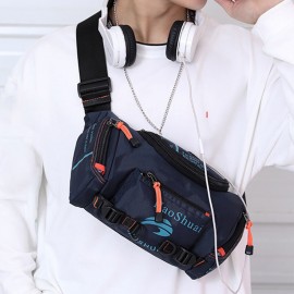 Men Waterproof Outdoor Headphone Plug Crossbody Bag Chest Bag Sling Bag