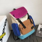 Men Women Corduroy Patchwork Multi-pocket Backpack