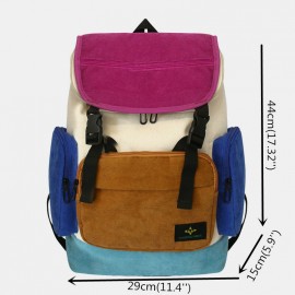 Men Women Corduroy Patchwork Multi-pocket Backpack