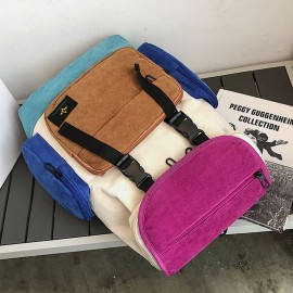 Men Women Corduroy Patchwork Multi-pocket Backpack