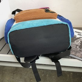 Men Women Corduroy Patchwork Multi-pocket Backpack