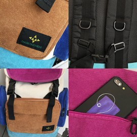 Men Women Corduroy Patchwork Multi-pocket Backpack