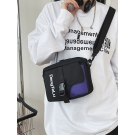 Men Women Polyester Letter Pattern Printed Patchwork Crossbody Bag Mini Square Bag Phone Bag