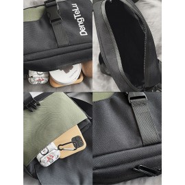 Men Women Polyester Letter Pattern Printed Patchwork Crossbody Bag Mini Square Bag Phone Bag