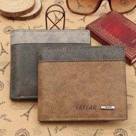 Men’s PU Leather Bifold Wallet ID Business Credit Card Holder