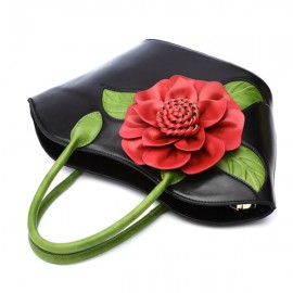 National Style Fancy With Rose Decoration PU Leather Handbag For Women