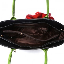 National Style Fancy With Rose Decoration PU Leather Handbag For Women