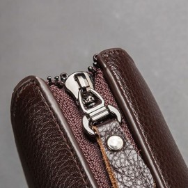 PU Leather Business Casual Zipper Clutch Bag 4 Cash Pocket Wallet For Men