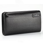 PU Leather Business Casual Zipper Clutch Bag 4 Cash Pocket Wallet For Men