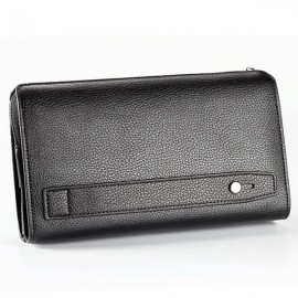 PU Leather Business Casual Zipper Clutch Bag 4 Cash Pocket Wallet For Men