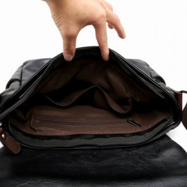 PU Leather Message Bag Solid Business Crossbody Bag Shoulder Bag For Men