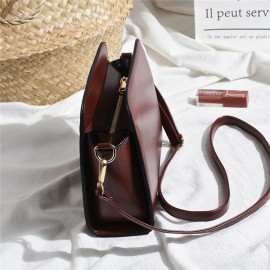 PU Leather Solid Crossbody Bag Casual Shoulder Bag For Women