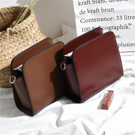 PU Leather Solid Crossbody Bag Casual Shoulder Bag For Women
