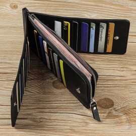 PU Leather Trifold Wallet 26 Card Slots Casual Business Card Pack For Men