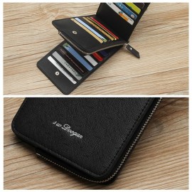 PU Leather Trifold Wallet 26 Card Slots Casual Business Card Pack For Men