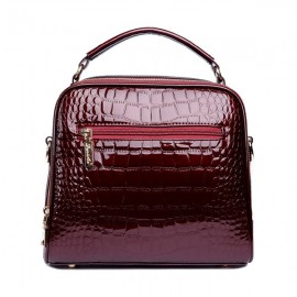 Patent Leather Crocodile Pattern Handbag Shell Solid Leisure Crossbody Bag