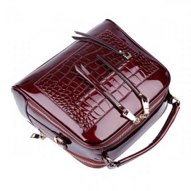 Patent Leather Crocodile Pattern Handbag Shell Solid Leisure Crossbody Bag