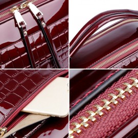 Patent Leather Crocodile Pattern Handbag Shell Solid Leisure Crossbody Bag