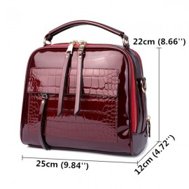 Patent Leather Crocodile Pattern Handbag Shell Solid Leisure Crossbody Bag