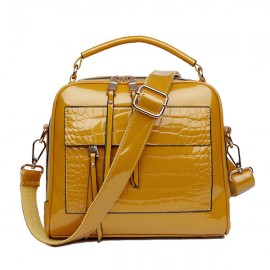 Patent Leather Crocodile Pattern Handbag Shell Solid Leisure Crossbody Bag